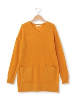 Vネック甘撚りニットワンピース/イエロー(032)