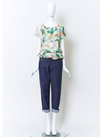 【Bonica Studio】多色ヤシ柄オフショルBL/オレンジ