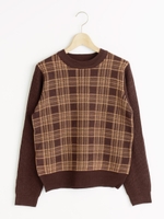 チェックハイネック/Ｄブラウン柄