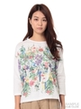 フラワージャングルプリントカットソー/ホワイト