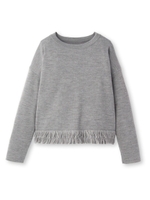 [S]フリンジヘムドロップショルダーニット/ライトグレー(911)