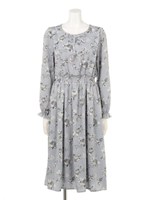 【Fi.n.t】フロントリボン花柄ワンピース/SAX