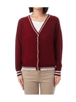バックロゴニットVネックニットカーディガン/レッド系(063)