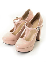 フラワービジューTストラップパンプス/ピンク