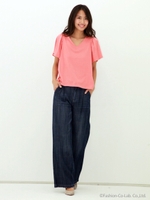 フレアスリーブTシャツ/BK