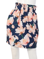 花柄タックギャザースカート/ネイビー