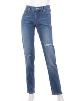 【CASUAL】hybrid crash skinny denim pt/ブルー