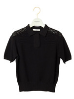 【emmi atelier】ニットポロシャツ/BLK