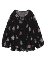 クロスステッチ刺繍ブラウス/BLK