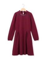 ジャガードフィットアンドフレアワンピース/ワインレッド(063)