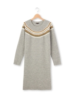 フェアアイル柄サックニットワンピース/グレー(012)
