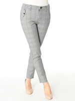 先染めチェックストレッチパンツ/ブラック