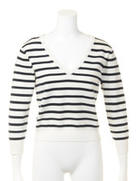 Vネックショート丈ニットトップス/コン