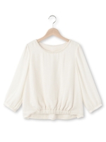 ◆ジョーゼット裾ゴムパールブラウス/ホワイト系(002)