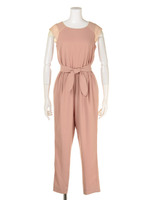 袖シースルーオールインワン/ピンク