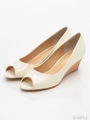 【低反発スポンジ入り】オープンウェッジパンプス/ベージュ