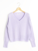 アンゴラ混V開きプルオーバー/ピンクベージュ