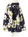 ダイバーフラワータックフレアミディスカート/ネイビー