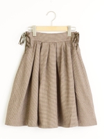 脇編み上げスカート/ブラウン柄