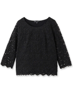 [S]フラワーレースシャツ/ブラック(019)