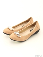 【wee willie】ジュエリー付モールドソールコンフォートシューズ/ベージュスエード