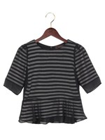 ★JOC ボーダー カット 布帛 重ね プルオーバー/BLACK