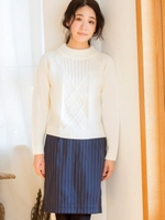 ストライプタイトスカート/ネイビー柄