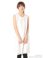 チューリップ柄レースワンピース/ブルー