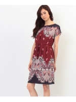 ペイズリー柄ワンピース/ボルドー(164)