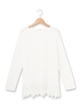 裾レース切り替えボーダーカットソー/ホワイト(002)