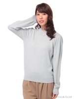 ・ビジューハイネックニットプルオーバー/Sax