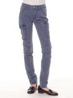 ストレッチツイル ヴィンテージ加工 スキニーカーゴ/カーキ