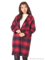 チェックメルトンチェスターコート/レッド
