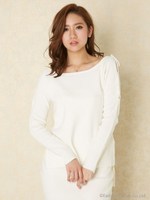 ミラノリブアームレースアップTOP/WHT