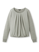 [S]ドレープシフォン切り替えニット/ブラック(019)