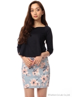 ペプラム花柄ドッキングワンピース/イエロー