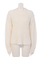 変則ケーブルニットPO/WH