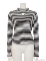 BORDER HIGH NECK TOPS/OFF WHITE×NAVY