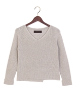 ★JOC アゼ 麻　Vネック ウシロクロス プルオーバー/MUSTARD