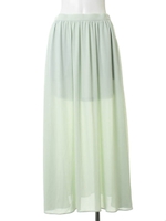 スリット刺繍レースロングスカート/ライトグリーン