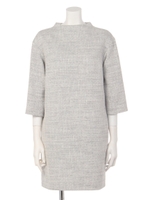 ツィードコクーンワンピース/白