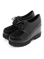 ハラコ×レザーレースアップシューズ/ブラック