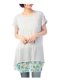 裾フラワー柄シフォンニットソーワンピース/ホワイト(502)