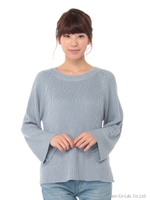 ・リブ編ワイドスリーブニットプルオーバー/Light Gray Mixture