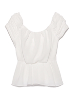 ギャザーぺプラムブラウス/NVY