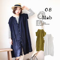 コットンガーゼ フレンチスリーブ ギャザー ロングワンピース