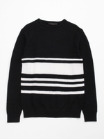 【メンズ】バスケット編みボーダーニット/オフホワイト