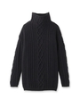 ケーブル編みハイネックニット/ブラック(019)
