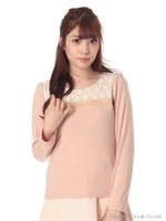 レース切替ヒートウォームプルオーバー/シロ