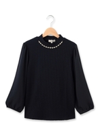 異素材MIXワイドリブプルオーバー/オフホワイト(003)